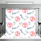 Aperturee - Aperturee Peach Blossom And Leaves Repeat Step Photo Backdrop